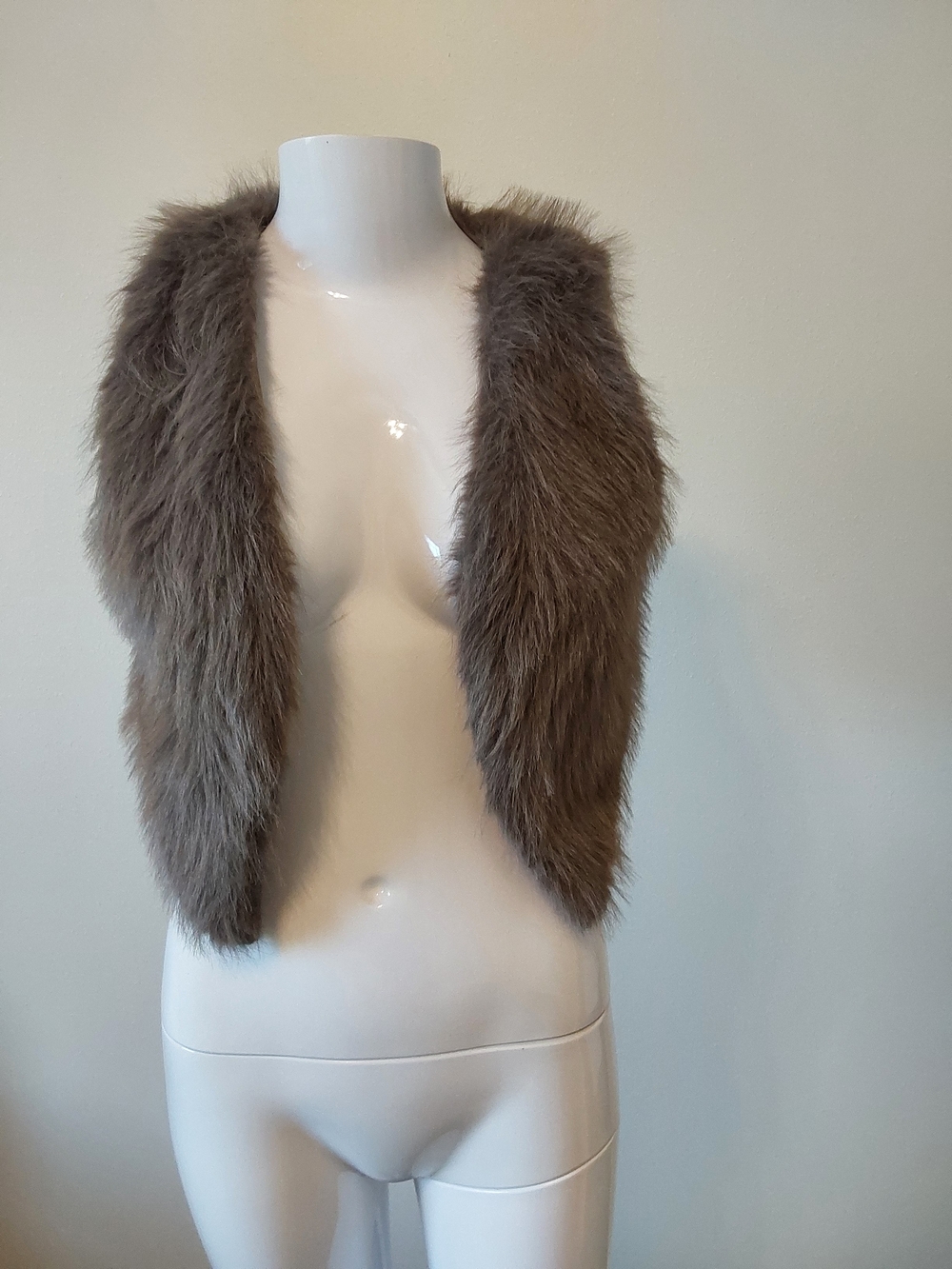 Taupe Faux Fur Vest - Women's Sleeveless Jacket